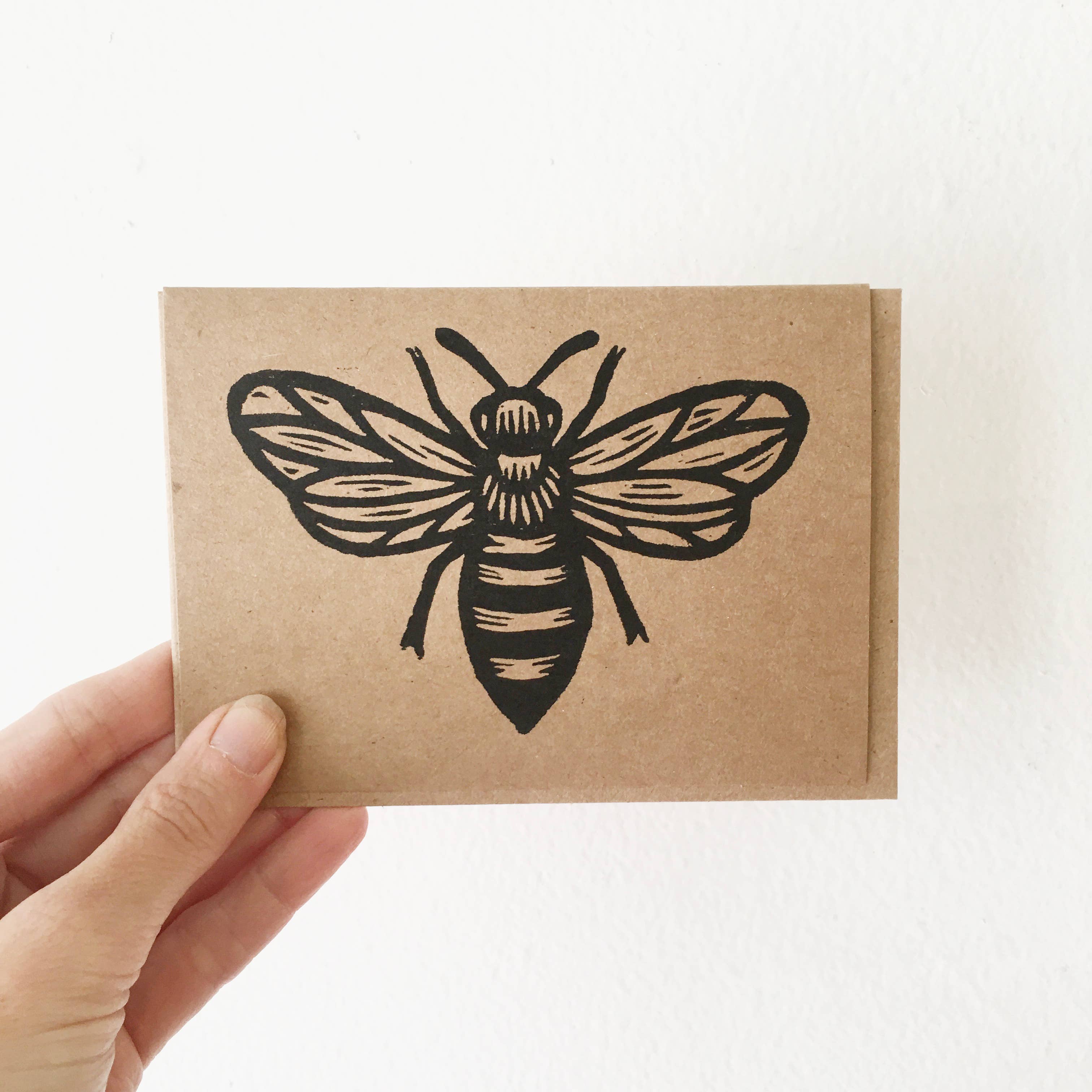 Brown Kraft Bee Greeting Card for wholesale on Faire