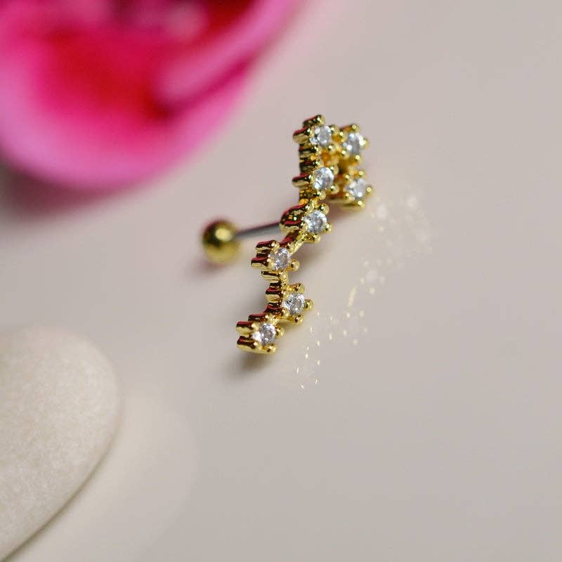 StockJWL - Wholesale Stud/Post Earrings - 12 Zodiac Earrings, Constellation Stud Earring Stud Piercing Tragus Helix Lobe and Cartilage Silver And Gold44