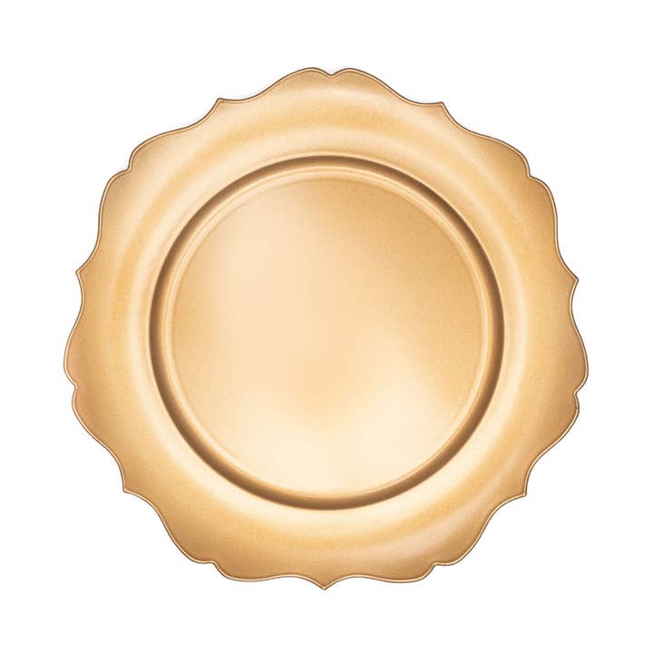 Portofino International Trading, USA - Wholesale Charger Plate - Scalloped Plastic Charger Plate 13" - Gold