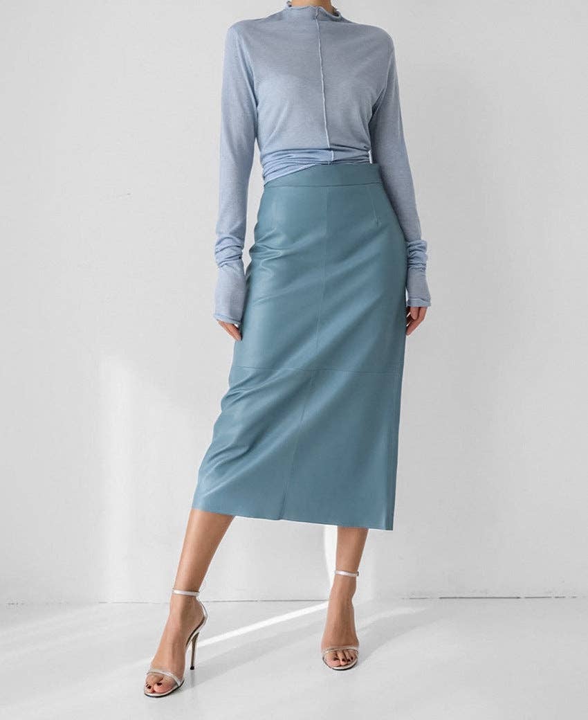 Marayn – wholesale Skirt – Women’s – 2025 NEW Vintage Faux Leather Slit Skirt AutumnWinter2