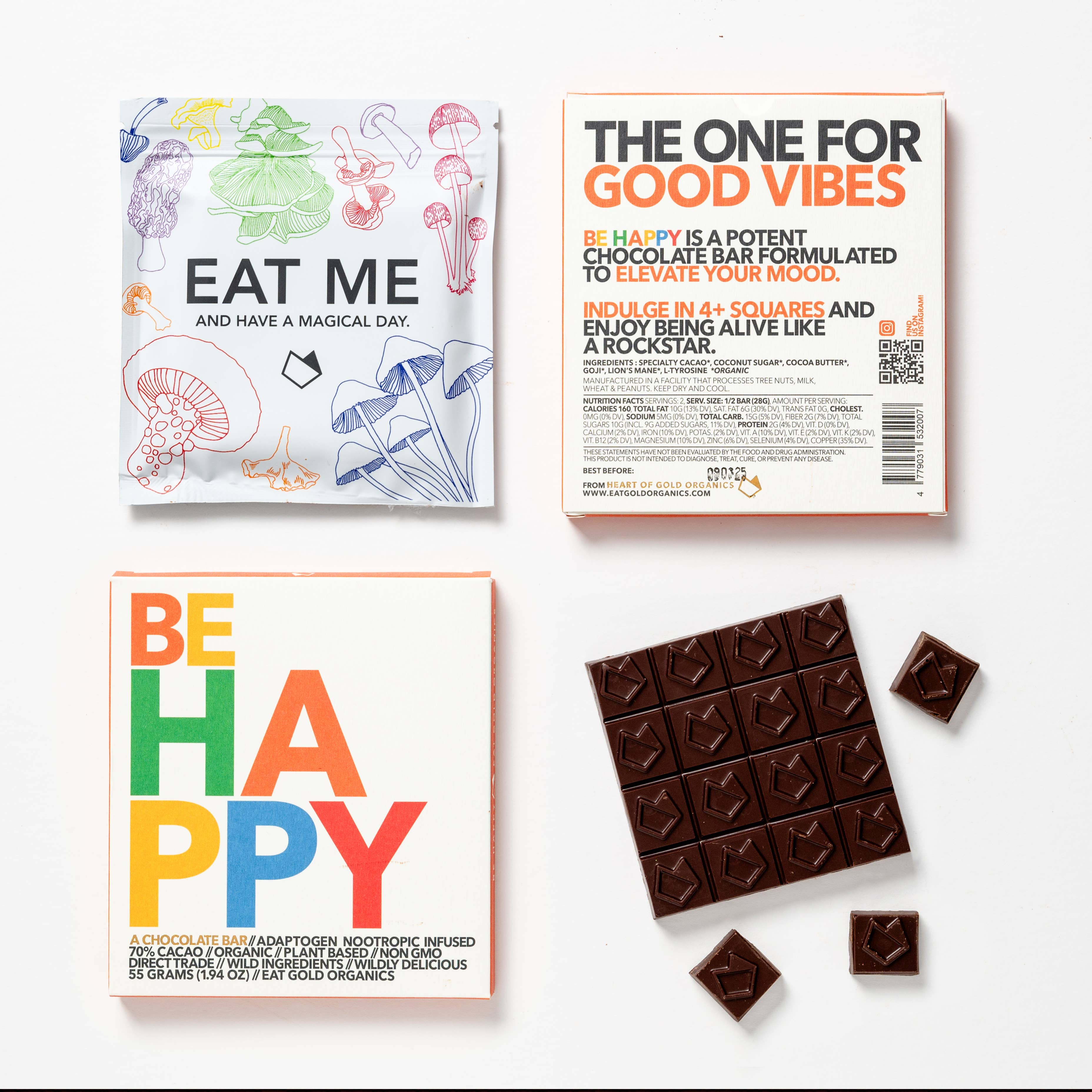 Eat Gold Organics - Wholesale Chocolate Bar - BE HAPPY a Potent, Functional & Delicious Chocolate Bar3