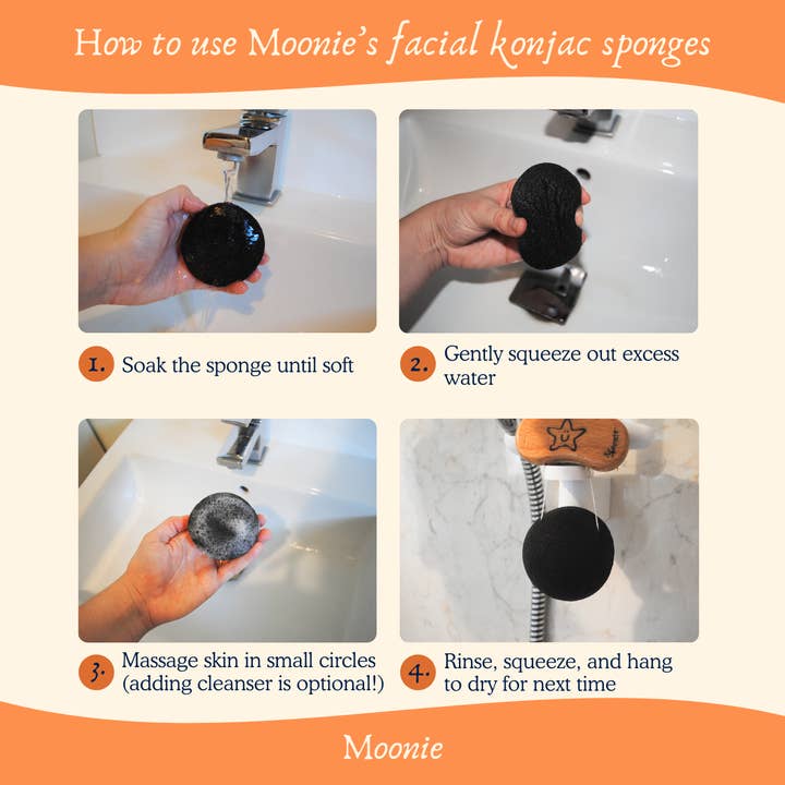 Moonie Eco Friendly Products - Wholesale Bath Pouf/Sponge - Charcoal Facial Konjac Sponge1