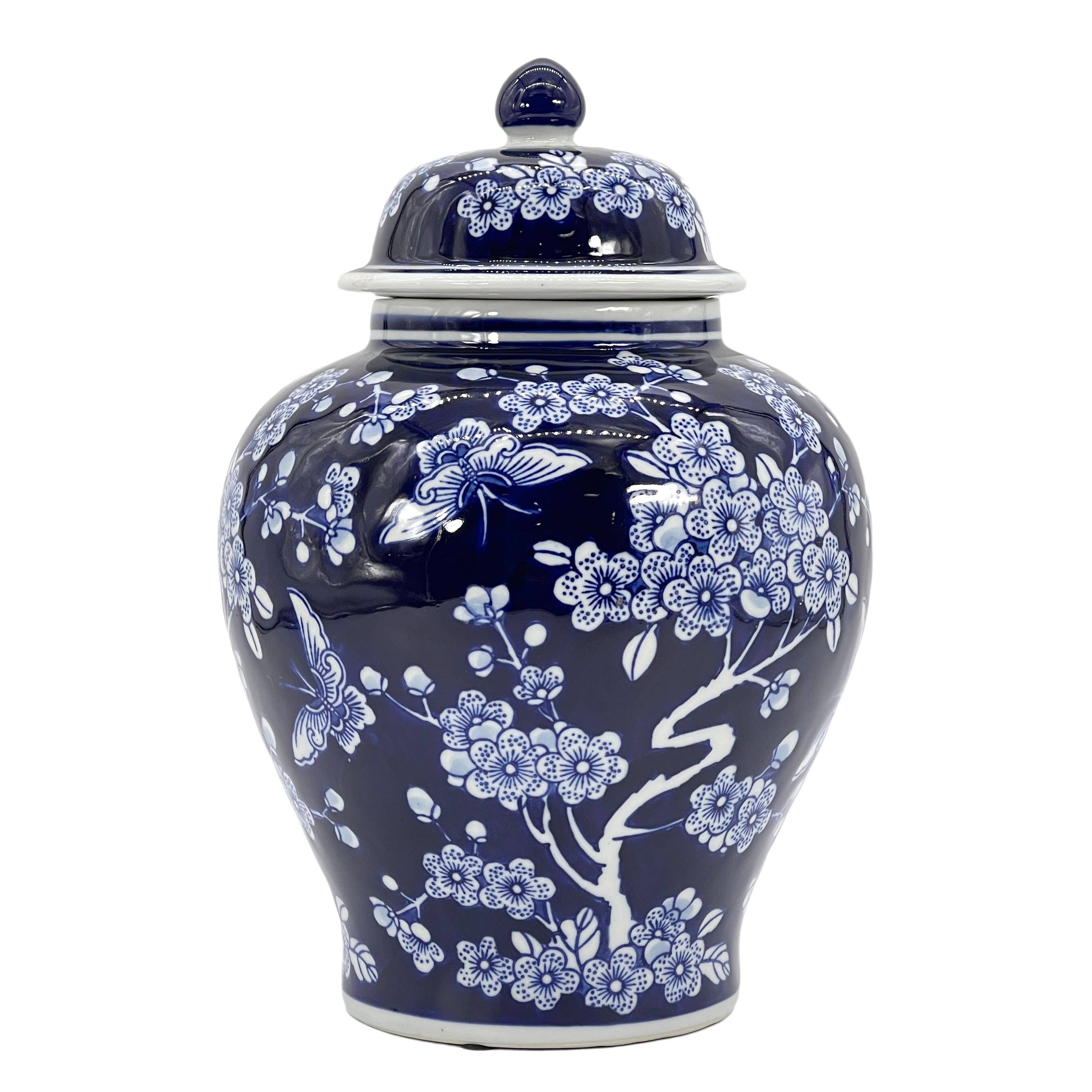 Galt International Company - Vente Bocal décoratif - Jarre en céramique chinoiserie florale 30 cm11