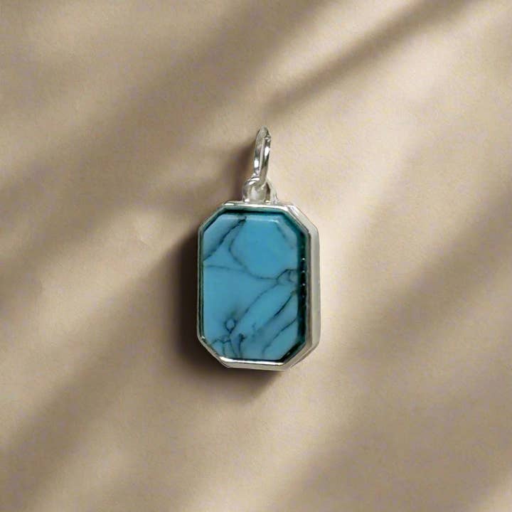 My Girl in LA - Wholesale Individual Charm/Pendant - Semi-precious Turquoise Square Charm