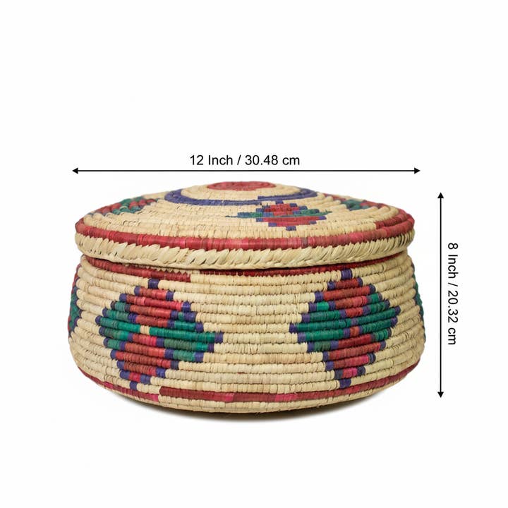 ArtisanalEmporiumLLC - Wholesale Basket - Handmade 12" Basket with Lid - Storage Hamper Basket1