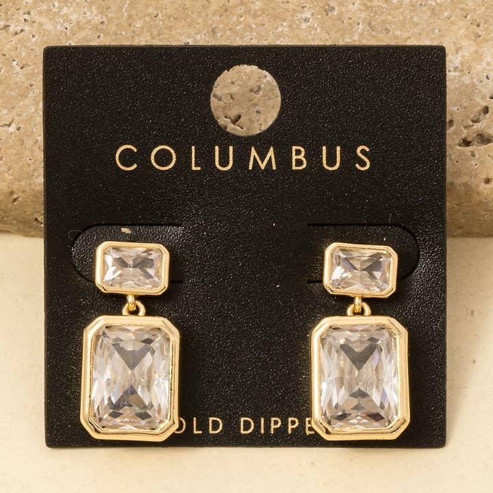 Vergoldete Doppel-Cz-Hängeohrringe für den Großhandel von Anarchy Street