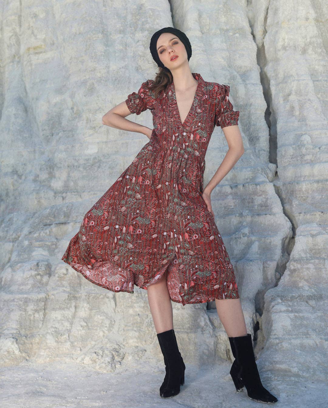 Multi Mocha eye midi dress for wholesale on Faire2