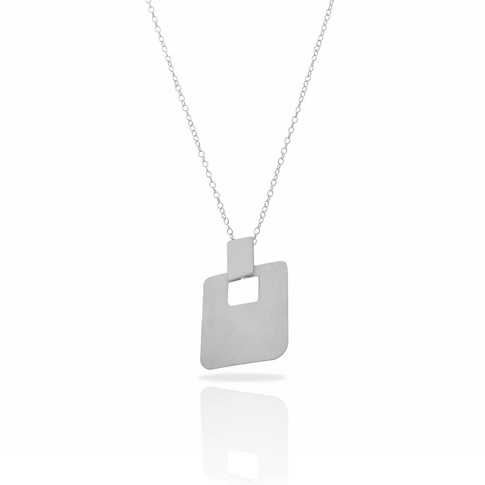 RAS - Wholesale Pendant/Charm Necklace - MiniZen Square Silver Plated Short Pendant0