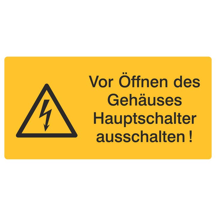 Vor Öffnen des Gehäuses Hauptschalter ausschalten! für den Großhandel von Blitzpfeil24 by Jahn Industrieschilder/Etiketten GmbH