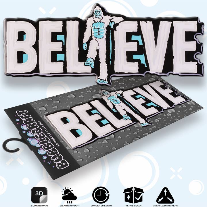 Yeti Believe Graphic 3D Souvenir Sticker for wholesale by Bubblecraft