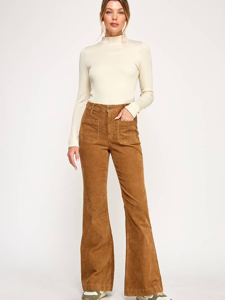 JEAN ÉVASÉ TAILLE HAUTE EN CAMEL (P-SP-P105CM) pour la vente par Phoenix Textile, Inc.