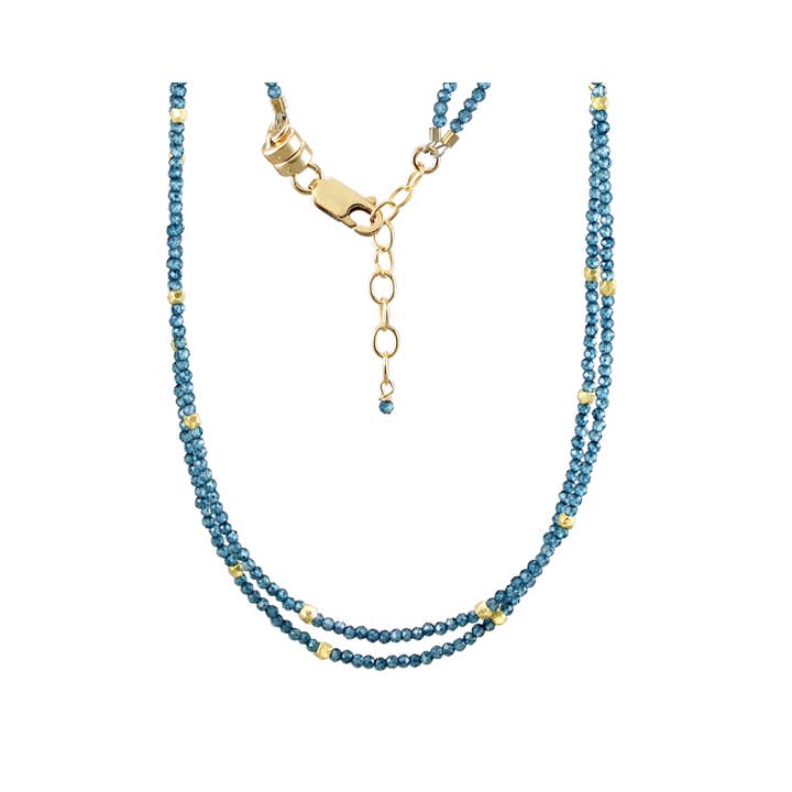 N-3907 LONDON BLUE TOPAZ 2 STRAND NECKLACE for wholesale by Alicia Van Fleteren Jewelry Design