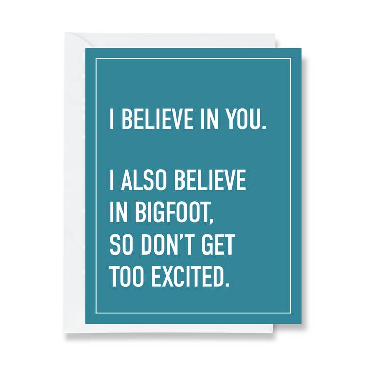 carte d'encouragement drôle | je crois en toi et au yéti pour la vente par Ink & Attitude Stationery Company LLC