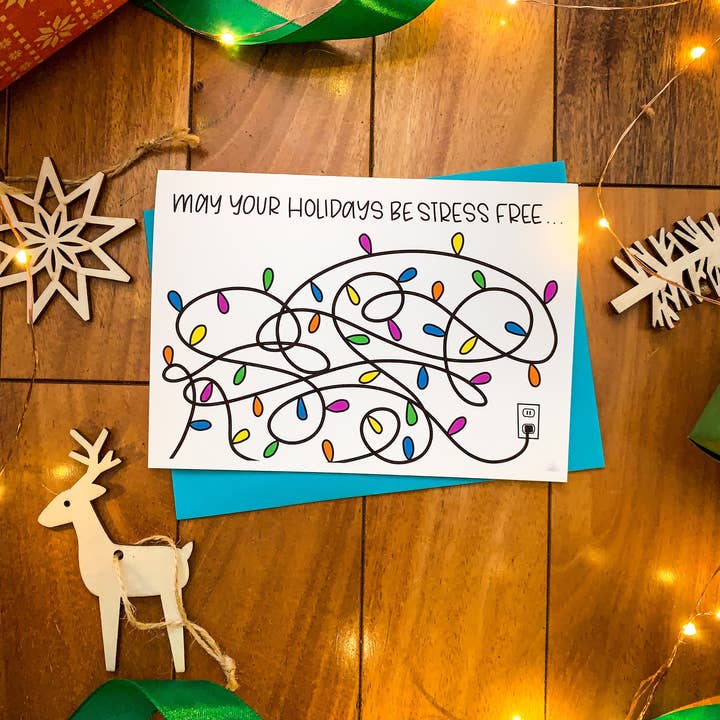 Vacanze senza stress Luci Intrecciate Cartolina Divertente di StoneDonut Design per la vendita all'ingrosso da parte di Stone Donut Design, LLC