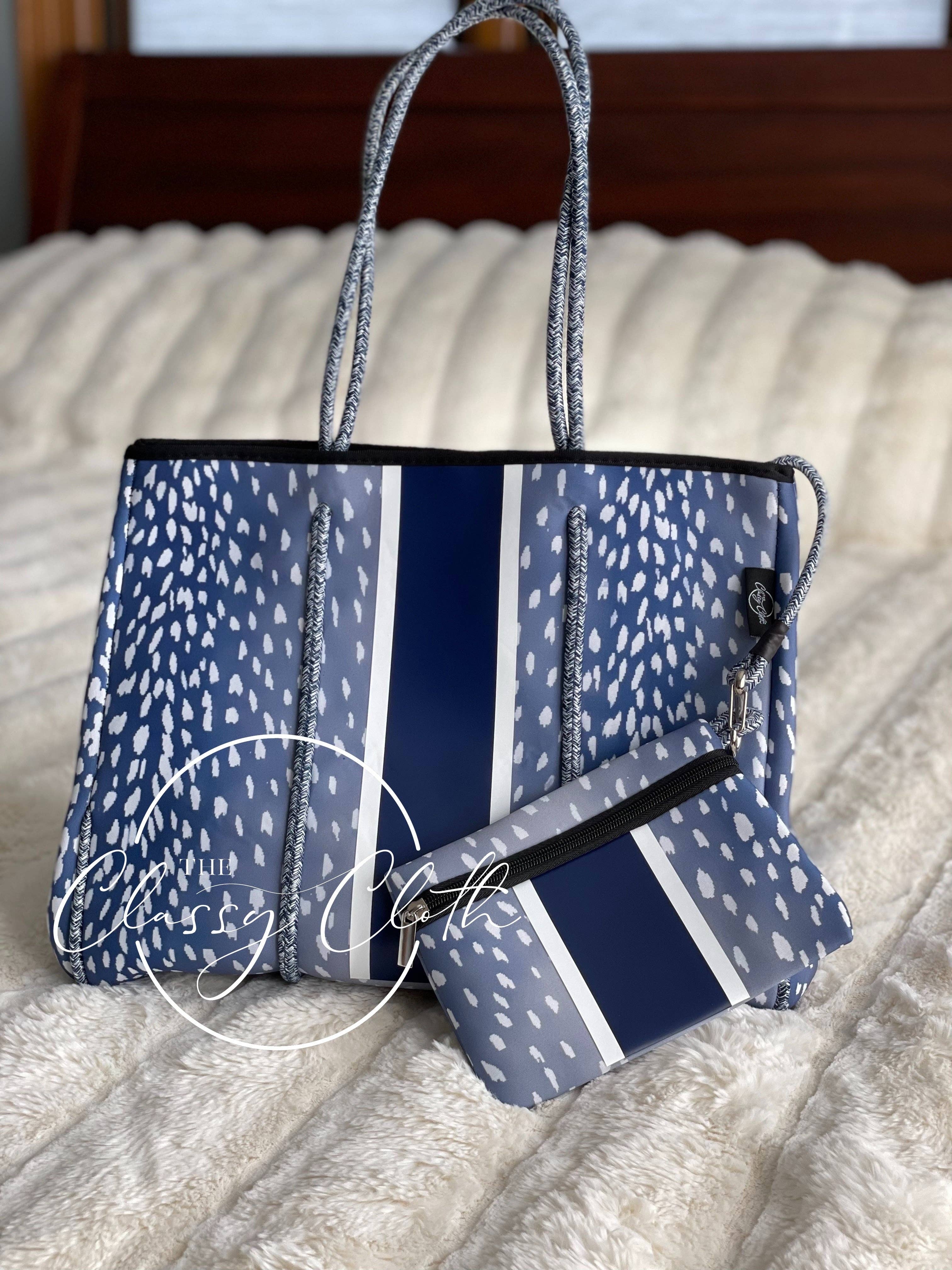 The Classy Cloth WS - Wholesale Tote Bag - Unisex - Neoprene Carryall Tote - Navy Speckled RTS5
