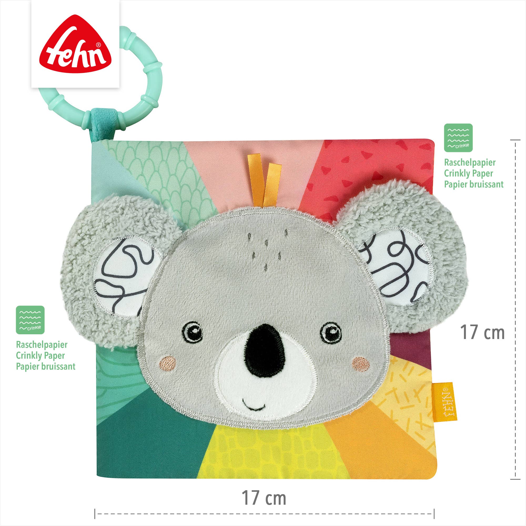 Fehn - Wholesale Crinkle Tag Toy - Baby - Koala fabric book - touch book with animal motifs4