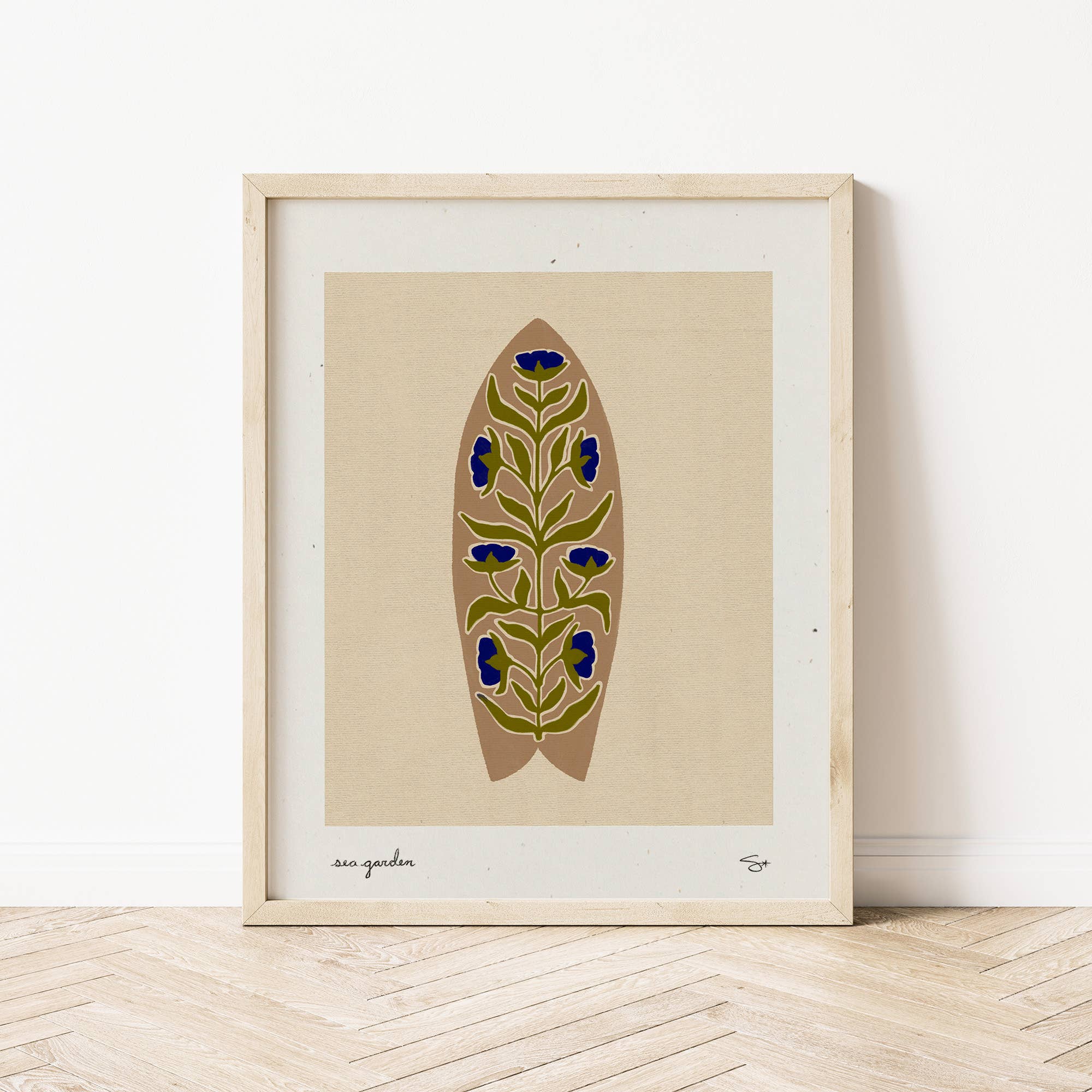 Mid Tide Design - Vendita all'ingrosso Stampa artistica - Giardino Marino Beige | Stampa Tavola da Surf4