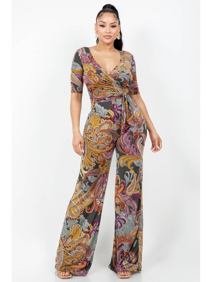 Wrap Jumpsuit With Tie Waist for wholesale by FashionShowcase