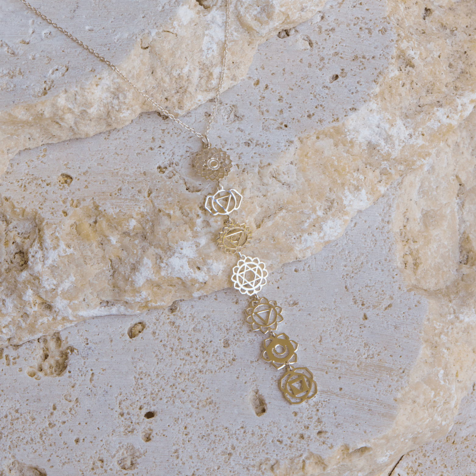 Sterling Silver Chakra Filigree Drop Necklace - All 7 Chakras for wholesale on Faire2