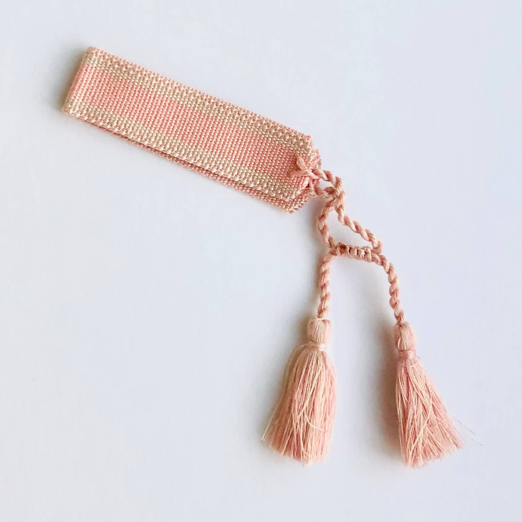 GreenWave – wholesale Woven/braided bracelet – Cotton knitted woven bracelets with tassel and accent stripe3