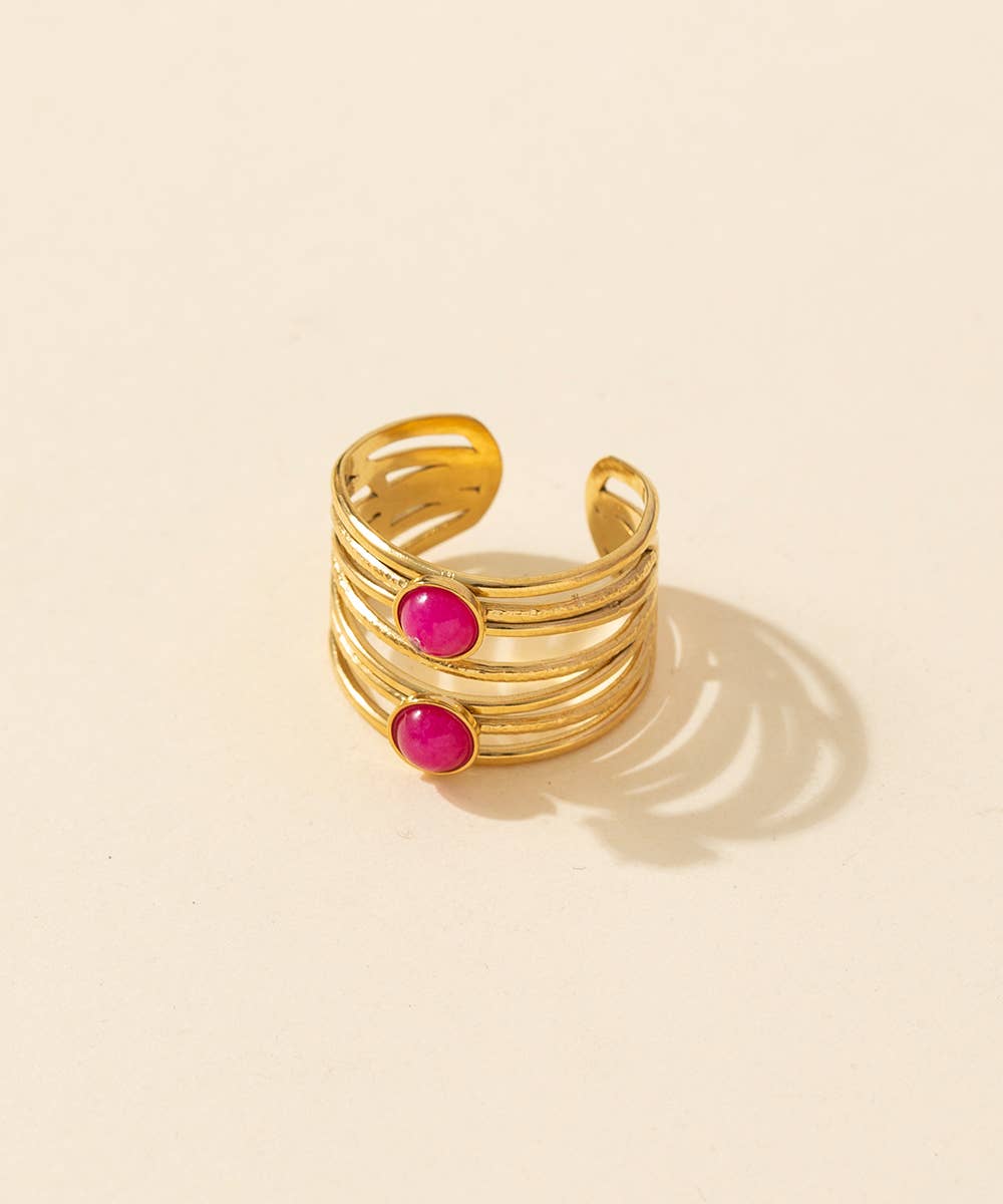 Blossom bijoux – Großhandel Band/Stapelring – Einstellbarer Ring aus Edelstahl 24BGA0501