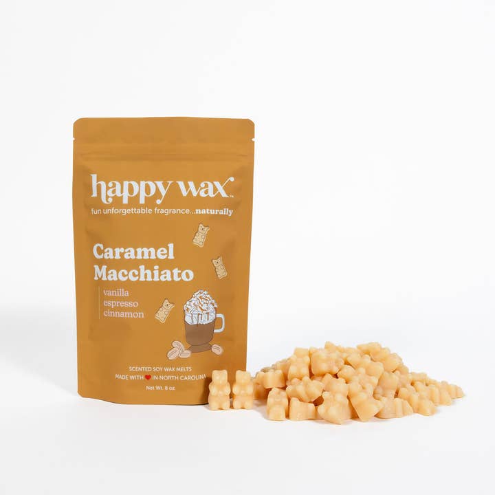 Happy Wax - Vente Fondants - Cire fondue au caramel macchiato - Boîte écologique (4 oz) ou sachet de 8 oz