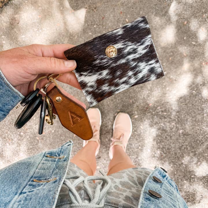 Carteira de chaveiro de couro salpicado em couro de couro por atacado de Wild Sky Leather