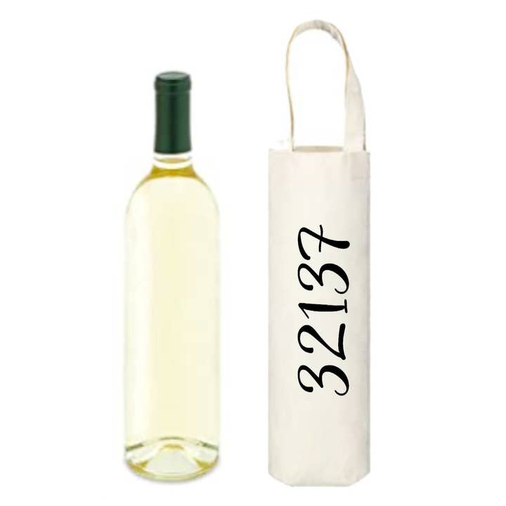 Cotton Wine Tote - Custom Zip Code for wholesale by Peachy Pendants