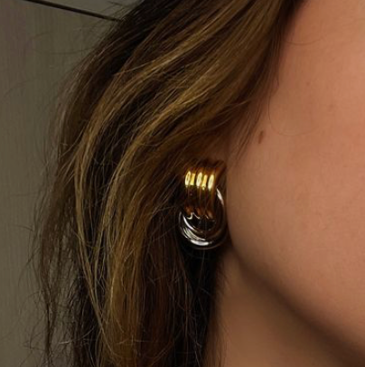 HoopLa - Wholesale Hoop Earrings - Double Knotted- Door Knocker- Two Tone Earring8