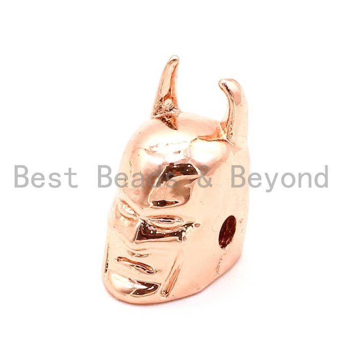 BestBeads&Beyond - Venta al por mayor Abalorios/colgantes individuales - Cuentas de cabeza de superhéroe de Batman CZ Micro Pave, cuentas espaciales de circonita cúbica, abalorios de pulsera para hombre, 12 x 8 mm, sku #G1392