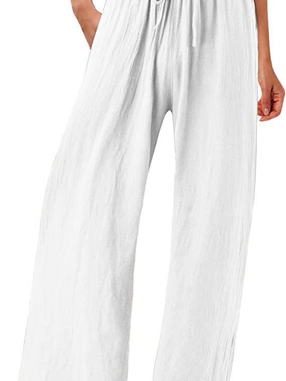 Lily Clothing - Wholesale Pants - Women's - Solid-colored cotton linen loose wide-leg pants