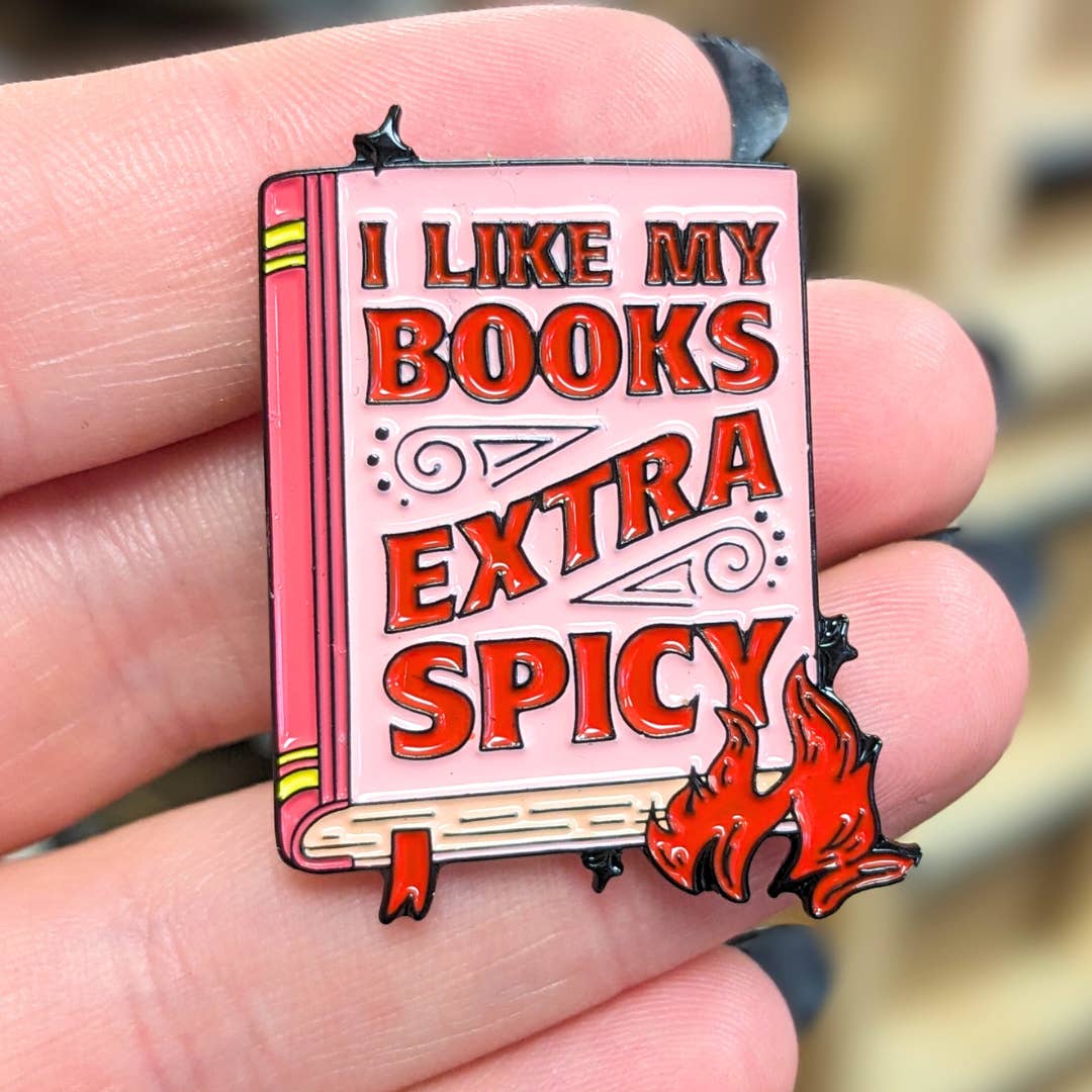 Indigo Maiden - Wholesale Lapel Pin/Button - I Like My Books Extra Spicy Enamel Pin