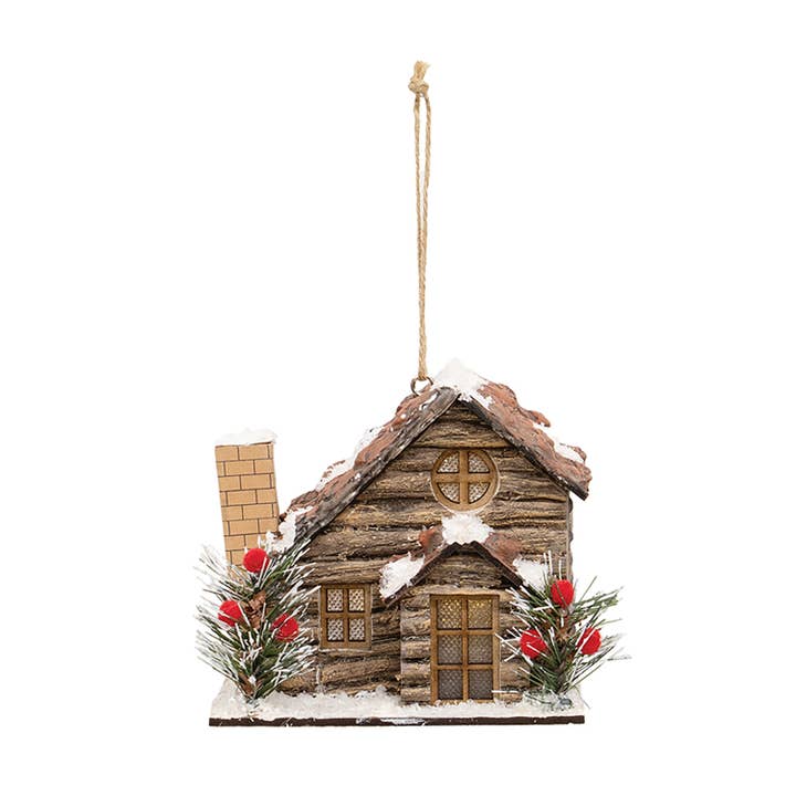 Saybrook Lane - Wholesale Ornament - LED Winter Lodge House Ornament