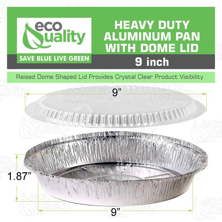 EcoQuality - Wholesale Food Storage Container - 9" Disposable Round Aluminum Foil Food Pans3