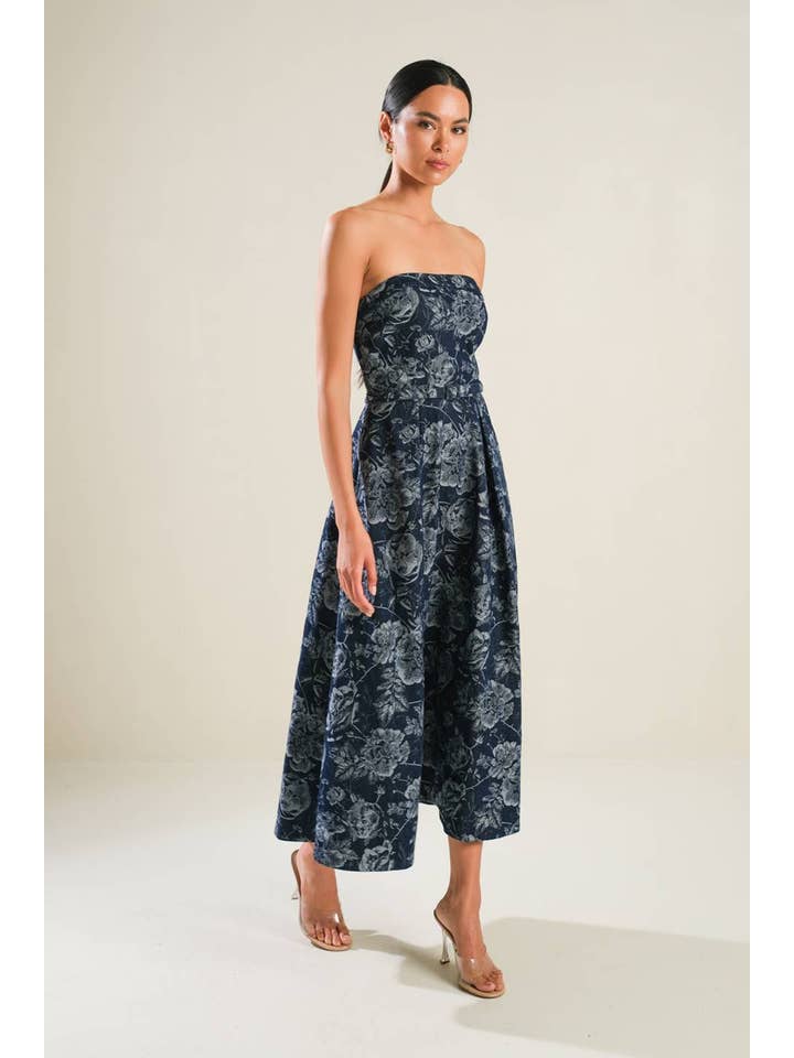 A jacquard denim midi dress - FD1260 for wholesale on Faire