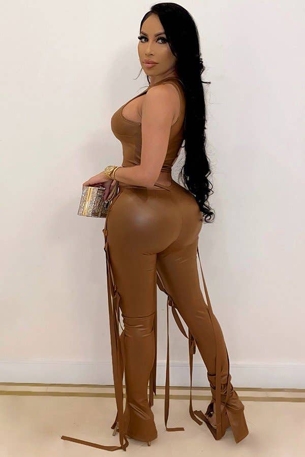 Aria Romance - Vente Ensemble haut et pantalon (PAS d'intérieur) - Femme - Ensemble deux pièces en similicuir3