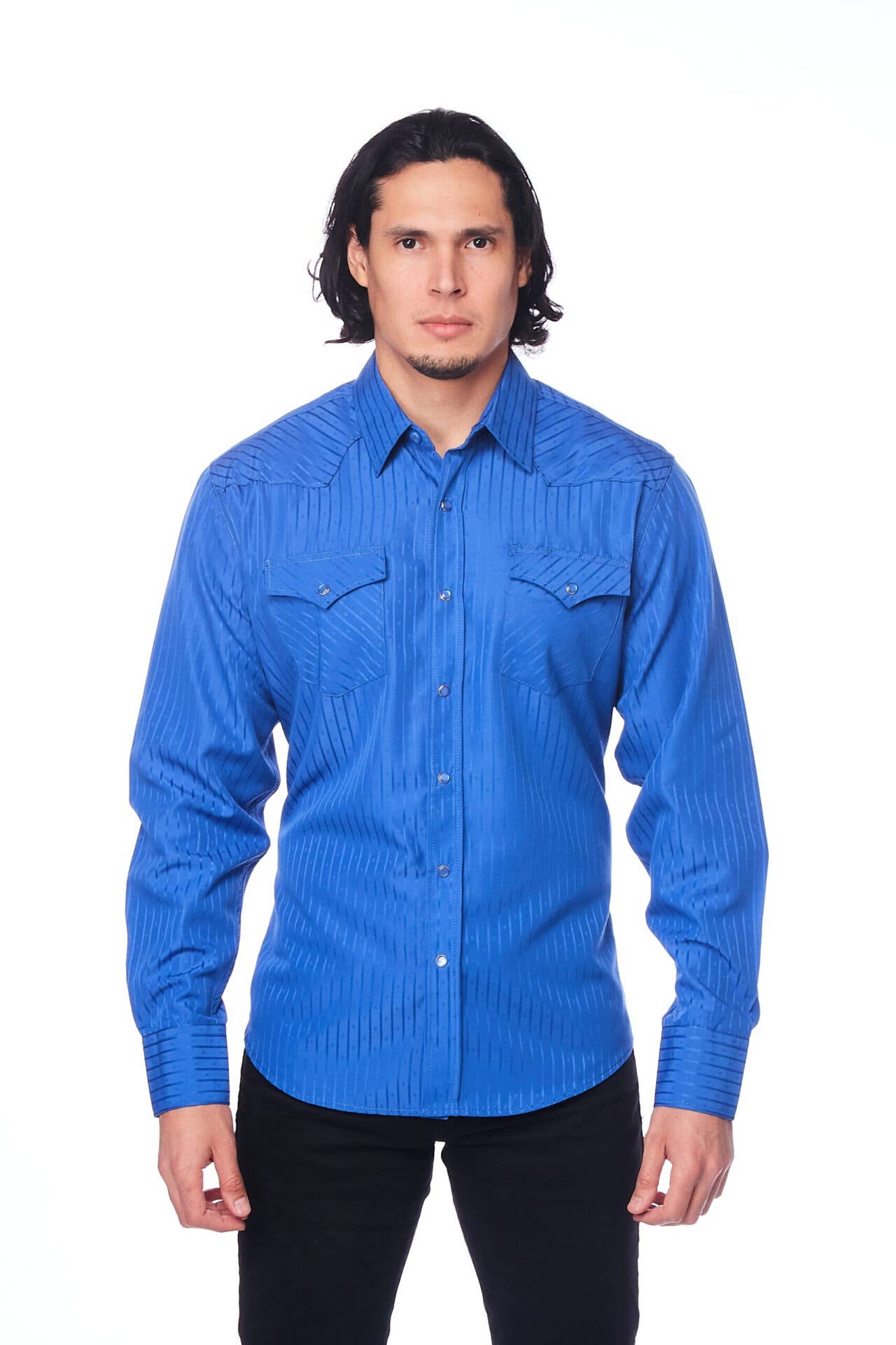 Rodeo Clothing - Wholesale Button Down Shirt - Men's - Men's long sleeve western cotton/poly yarn-dyed plain shirts19