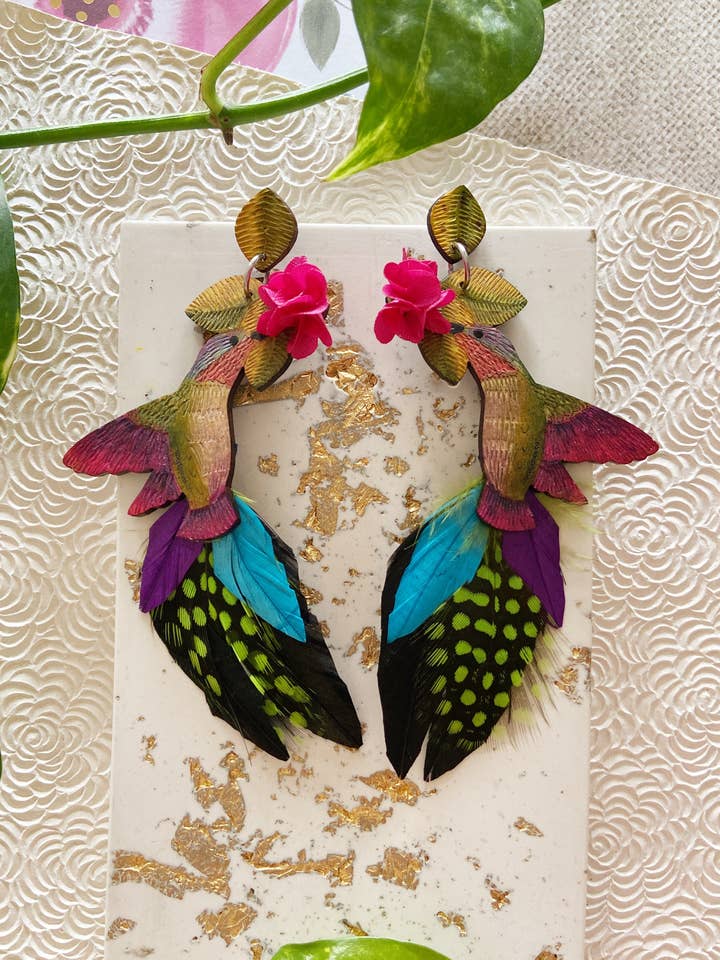 Boucles d'oreilles Colibri pour la vente par Hola! I'm Back