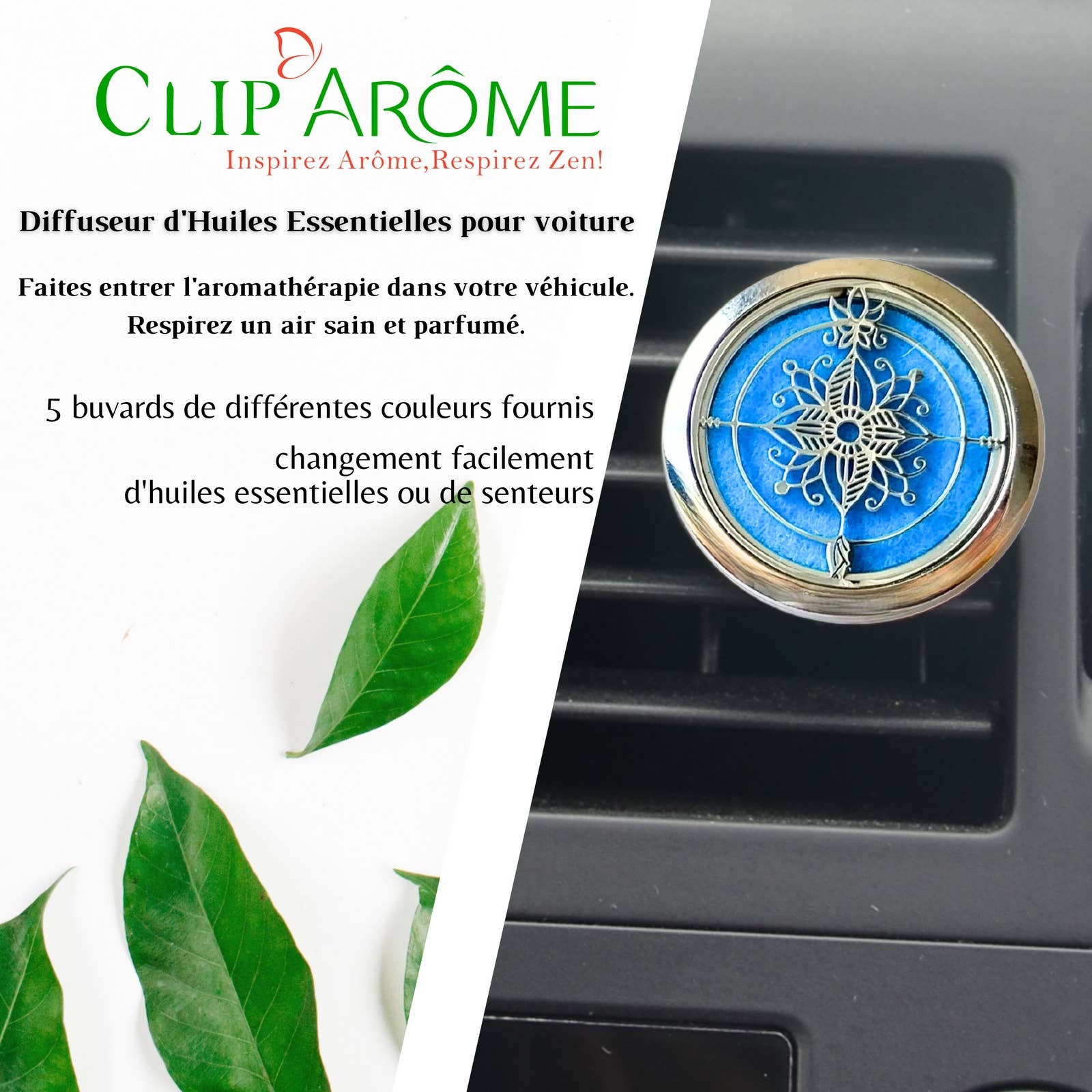 Zen'Arôme – wholesale Car Freshener - Unisex – Car Fragrance Diffuser Clip'Aroma - Lotus1