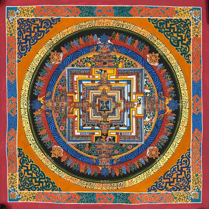 Pintura Thangka Tibetana do Mandala Kalachakra por atacado de Art Of Tibet