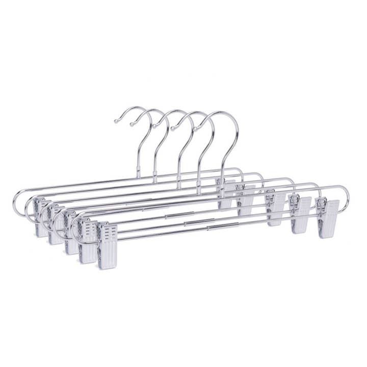 Quality Hangers - Wholesale Clothes Hangers - M063 Straight Hanger Swivel Hook Heavy Duty+Clips - 5-PACK