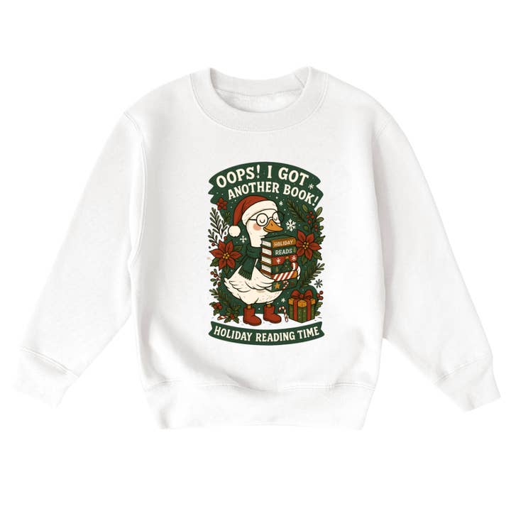 Oops! I Got Another Book! Youth Christmas Sweatshirt for wholesale by Mama and Littles Apparel