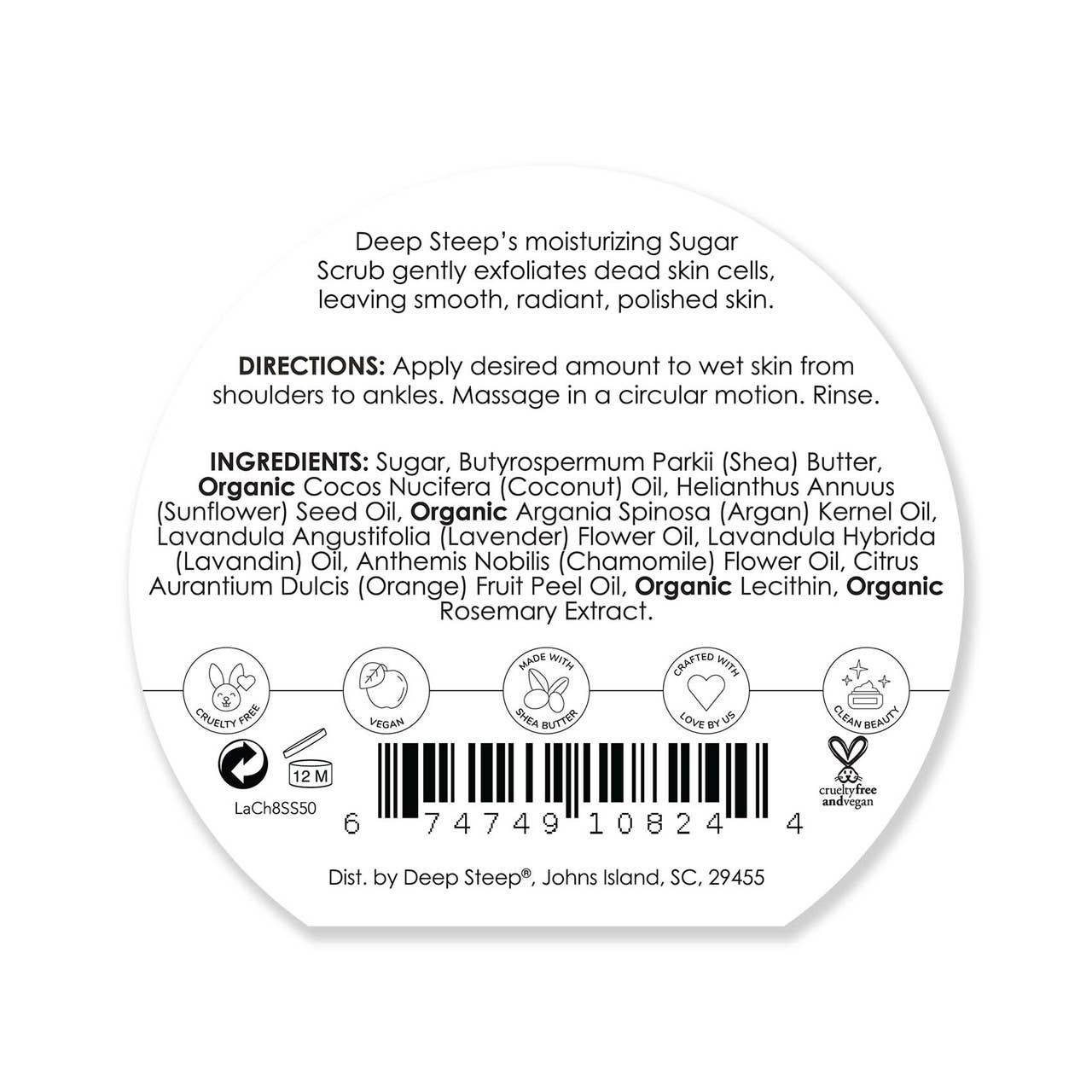 Deep Steep Clean Beauty - Wholesale Body Scrub/Exfoliant - Sugar Scrub - Lavender Chamomile 8oz3