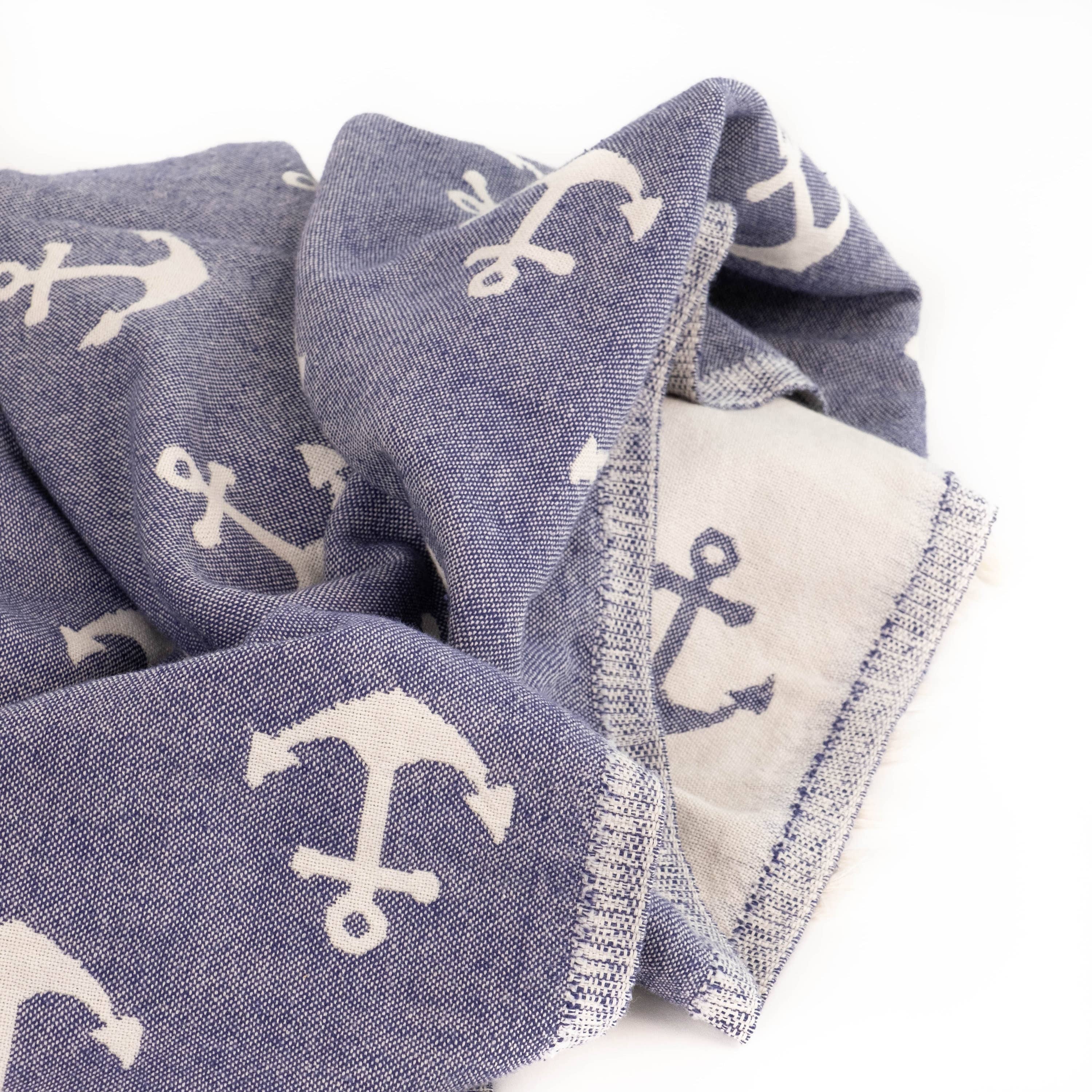 Kalkedon Towels - Vente Serviette de plage - Serviette de plage turque double face motif ancre9