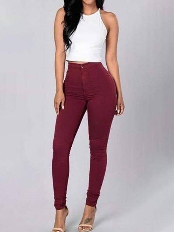 Flarix - Wholesale Pants - Women's - solid high waist skinny pencil pants