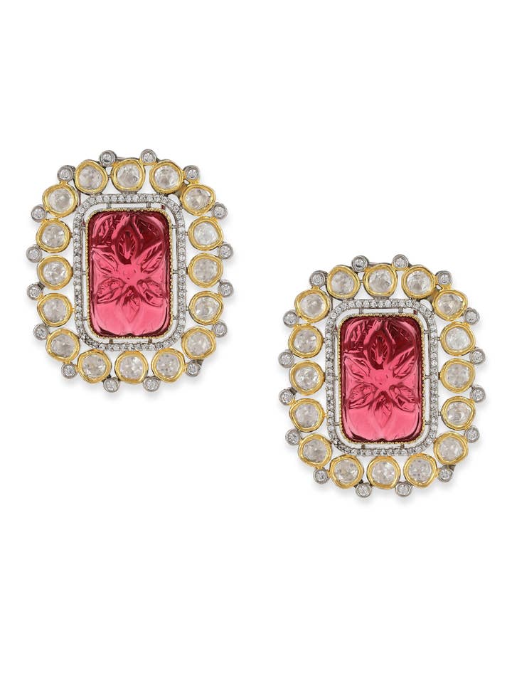 Brincos Kundan Onyx por atacado de Ritu Singh