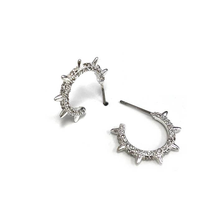 StarryNYC - Wholesale Hoop Earrings - Trendy Sunburst Stone Paved C Hoop Boho Earrings4