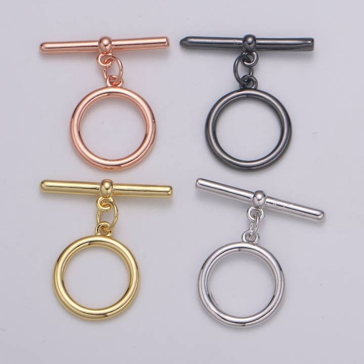 24K Gold Toggle Clasp with jump ring chose color-Gold, Rose Gold Black, Silver OT Clasp for Jewelry Making Supply L-140 L-214 L-215 L-216 for wholesale by Aim Eternal