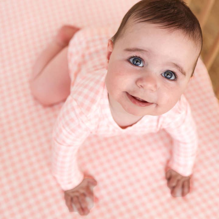 Fitted Cot Sheet - Petal Gingham for wholesale on Faire1