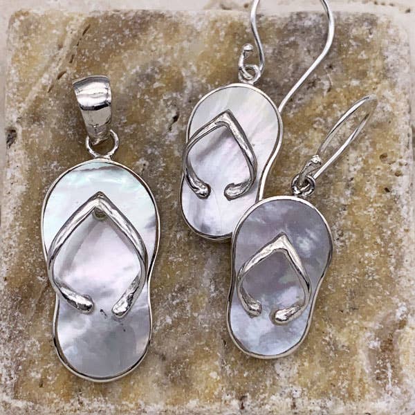Goddess Design Studio - Wholesale Dangle Earrings - Sterling Silver & Shell Flip Flop Earrings1